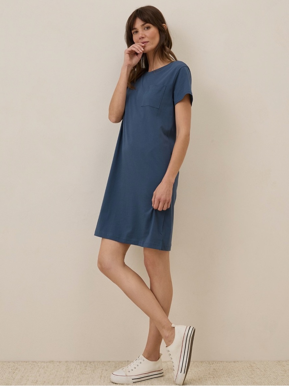 Pact Women's Softspun Tee Dress size small blue